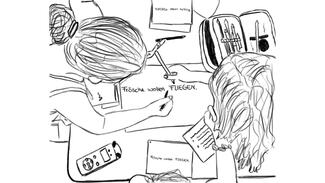 Zeichnung "Frösche wollen Fliegen" (Illustration: RPTU Kaiserslautern-Landau)