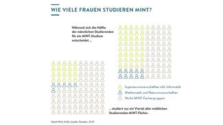 Während sich die Hälfte der männlichen Studierenden für ein MINT-Studium entscheidet, studiert nur ein Viertel aller weiblichen Studierenden MINT-Fächer (Grafik)