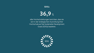 36,9 Prozent aller Hochschulleitungen berichten, dass sie sich in der strategischen Ausrichtung ihrer Hochschule auf die Sustainable Development Goals (SDGs) beziehen.