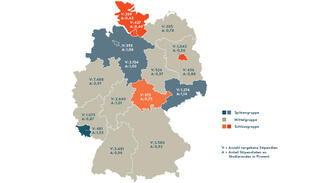 Ländercheck kompakt: Deutschlandstipendium (Deutschlandkarte)