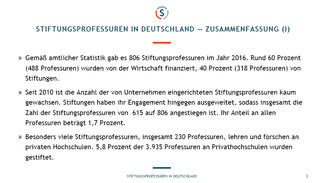 Stiftungsprofessuren in Deutschland (Februar 2018)