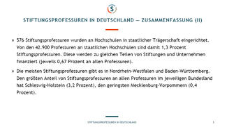 Stiftungsprofessuren in Deutschland (Februar 2018)