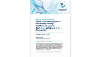 Praxisbeispiele zur Studie "Studie zu Veränderungsprozessen in Unterstützungsstrukturen für Lehre an deutschen Hochschulen in der Corona-Krise" (Cover)